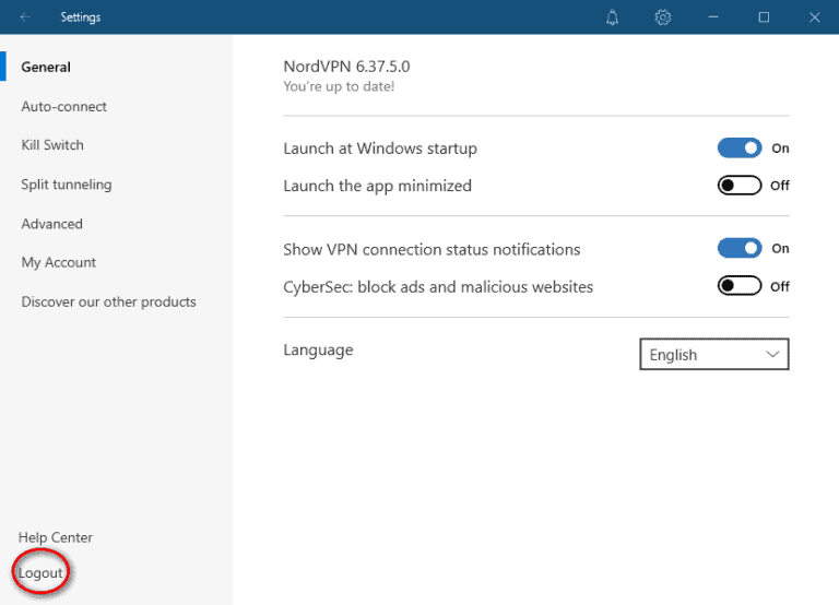 nordvpn app settings