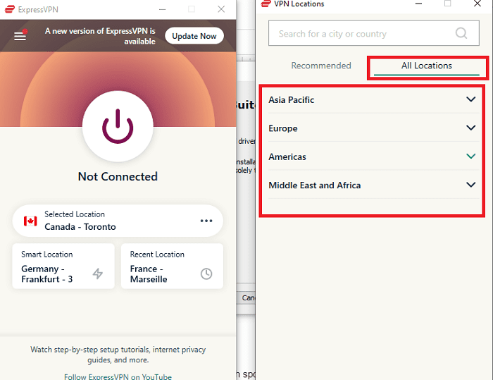 expressvpn server regions