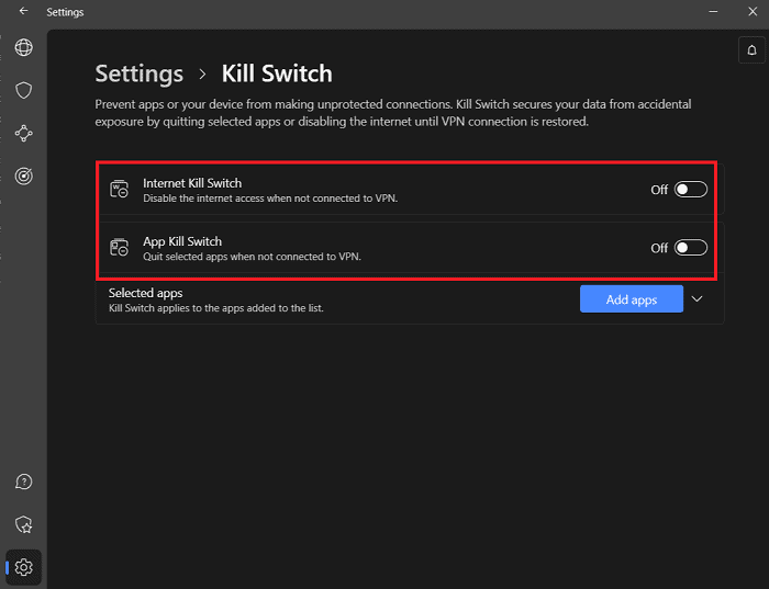 nordvpn kill switch settings