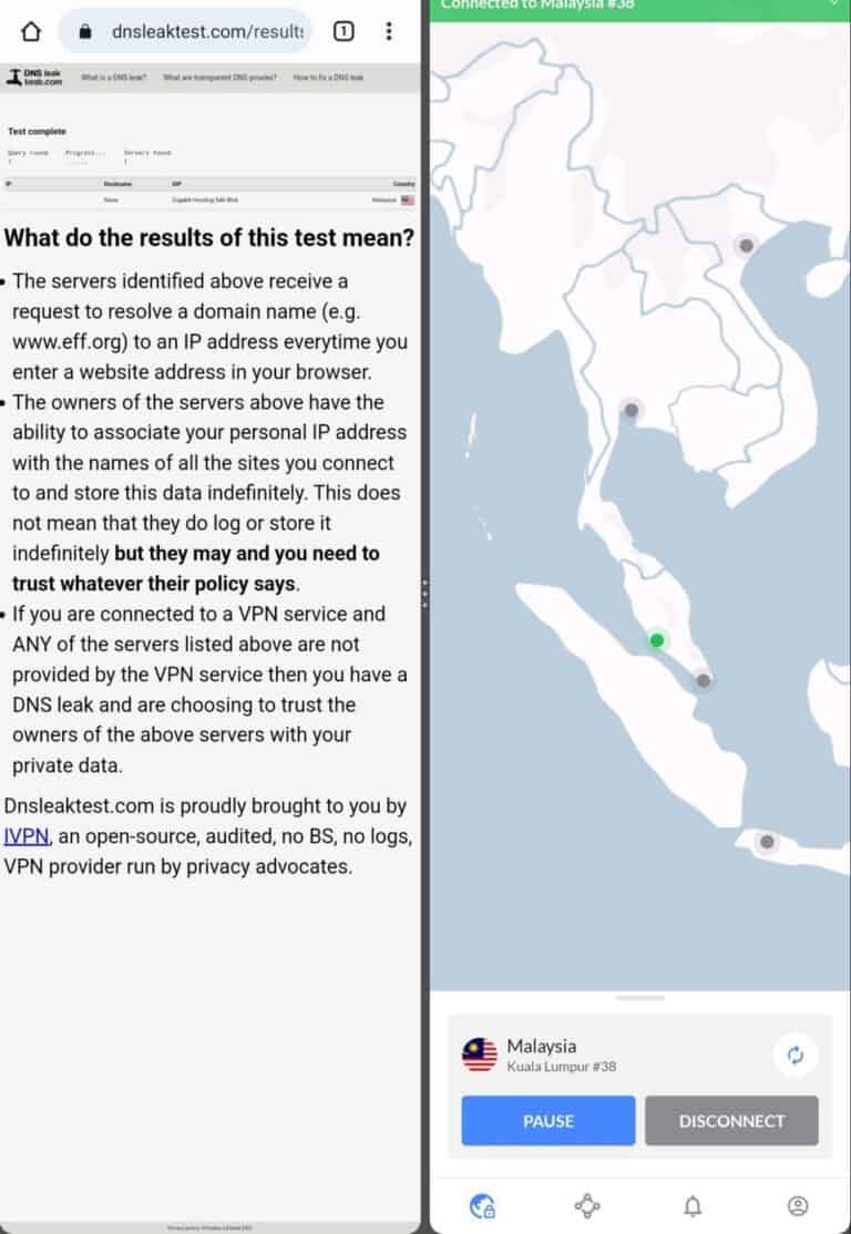 nordvpn dnsleak test