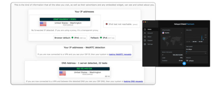 hotspot shield ipleak test