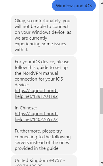 nordvpn customer support ios china connectivity