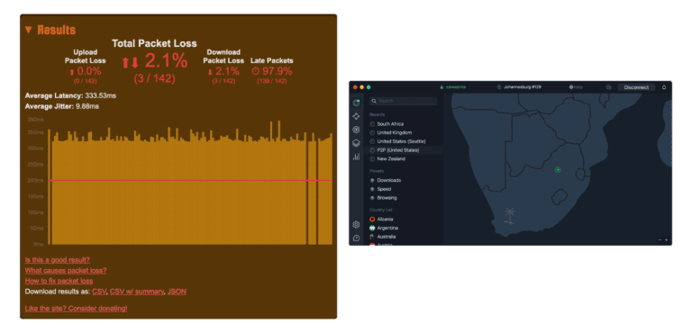nordvpn packet loss test