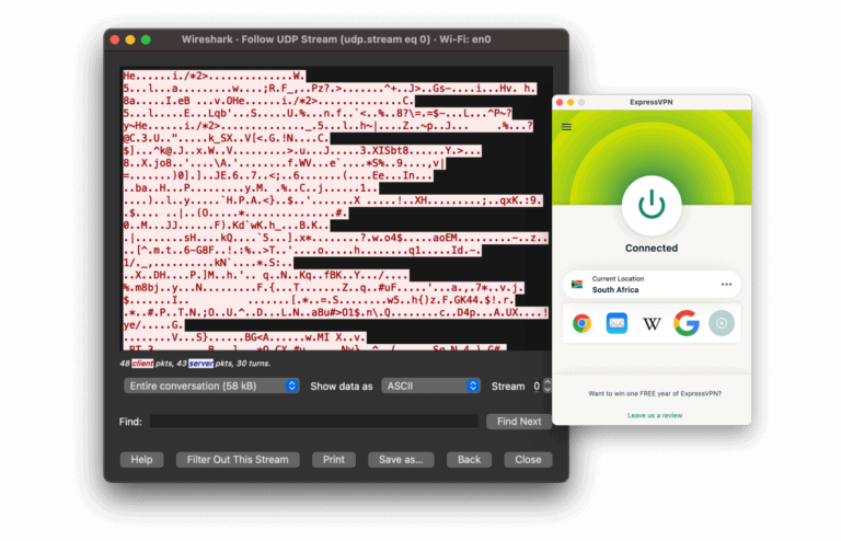 expressvpn wireshark encryption test results on south africa server