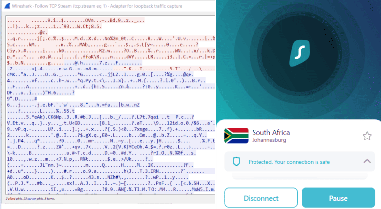 surfshark encryption test results on south africa server